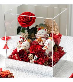 永生花：招财猫三小只 红色款